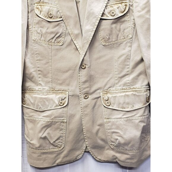 Armani Exchange Washed Cotton Safari Field Jacket Blazer Sports Coat, Tan, Large - Picture 2 of 8